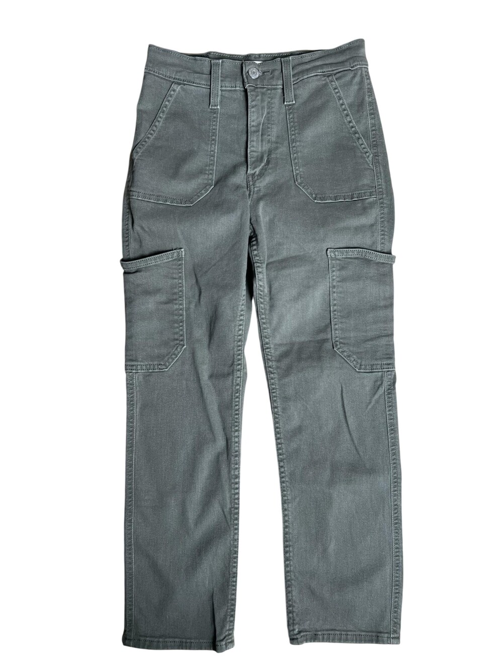 Levi's Pants Womens 27 Green Cargo Denim Stretch 724 High Rise Straight Crop